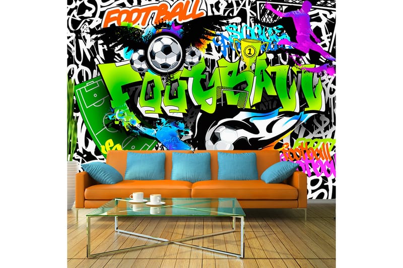 Fototapet Football Graffiti 300x210 - Artgeist sp. z o. o. - Innredning - Veggdekorasjon - Tapeter - Fototapeter
