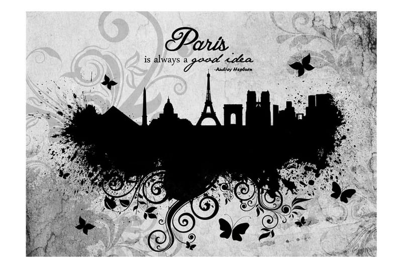Fototapet Paris Is Always A Good Idea B&W 350x245 - Artgeist sp. z o. o. - Innredning - Veggdekorasjon - Tapeter - Fototapeter