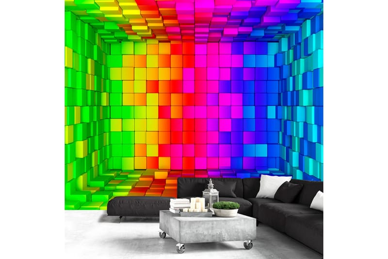 Fototapet Rainbow Cube 300x210 - Artgeist sp. z o. o. - Innredning - Veggdekorasjon - Tapeter - Fototapeter