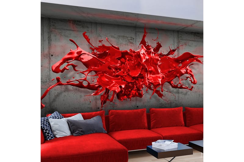 Fototapet Red Ink Blot 300x210 - Artgeist sp. z o. o. - Innredning - Veggdekorasjon - Tapeter - Fototapeter