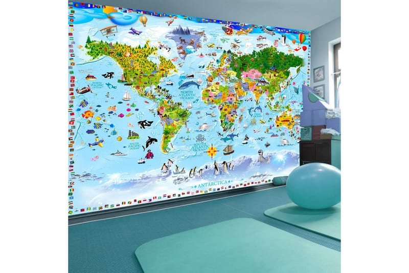 Fototapet World Map For Kids 300x210 - Artgeist sp. z o. o. - Innredning - Veggdekorasjon - Tapeter - Fototapeter