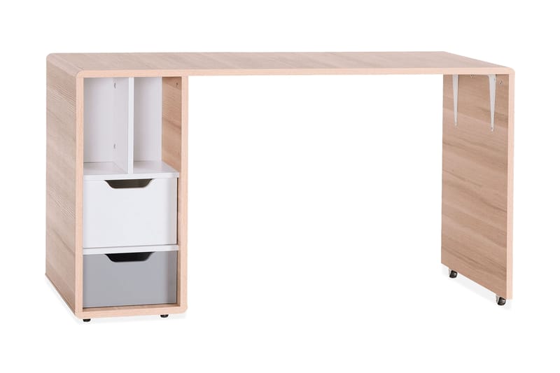 Evolve Skrivebord med Oppbevaring Natur/Hvit/Grå - Tre/natur/Hvit/Grå - Hagemøbler - Balkong - Balkongmøbler - Balkongbord