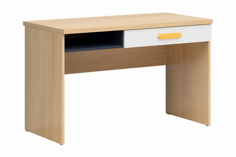 Natuli Barneskrivebord 120 cm - Tre/natur/Hvit/Gul - Møbler - Barnemøbler - Barnebord - Skrivepult barn