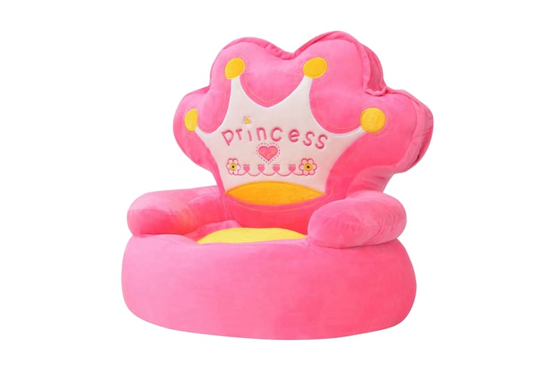 Barnestol plysj prinsesse rosa - Rosa - Møbler - Barnemøbler - Barneseng & Juniorseng