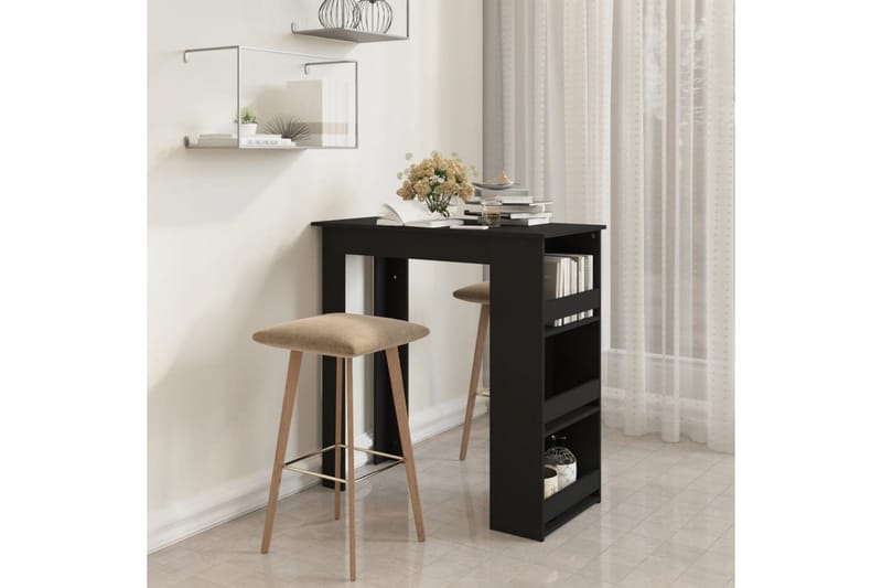 Barbord med oppbevaringsstativ svart 102x50x103,5 cm sponpla - Svart - Møbler - Stoler & lenestoler - Spisestuestoler & kjøkkenstoler
