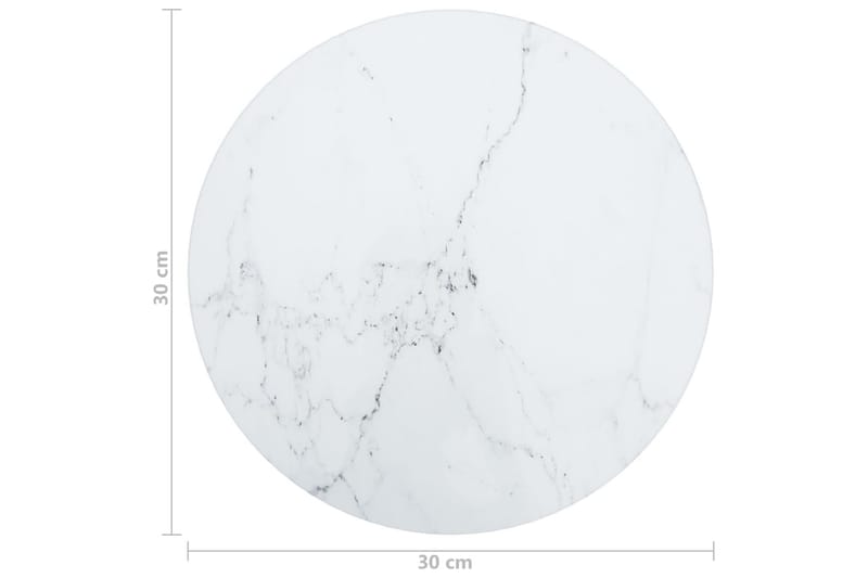 Bordplate hvit 30x0,8 cm herdet glass med marmor design - Hvit - Møbler - Bord - Bordtilbehør - Bordben