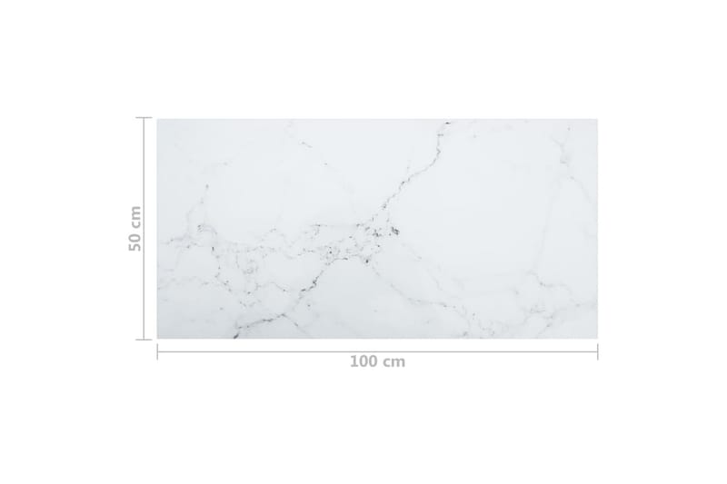 Bordplate hvit 100x50 cm 6 mm herdet glass med marmor design - Hvit - Møbler - Bord - Bordtilbehør - Bordplate
