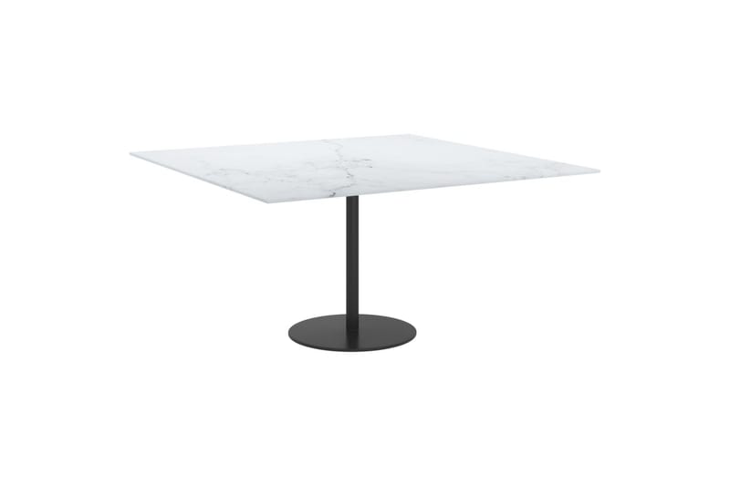 Bordplate hvit 80x80 cm 6 mm herdet glass med marmor design - Hvit - Møbler - Bord - Bordtilbehør - Bordplate