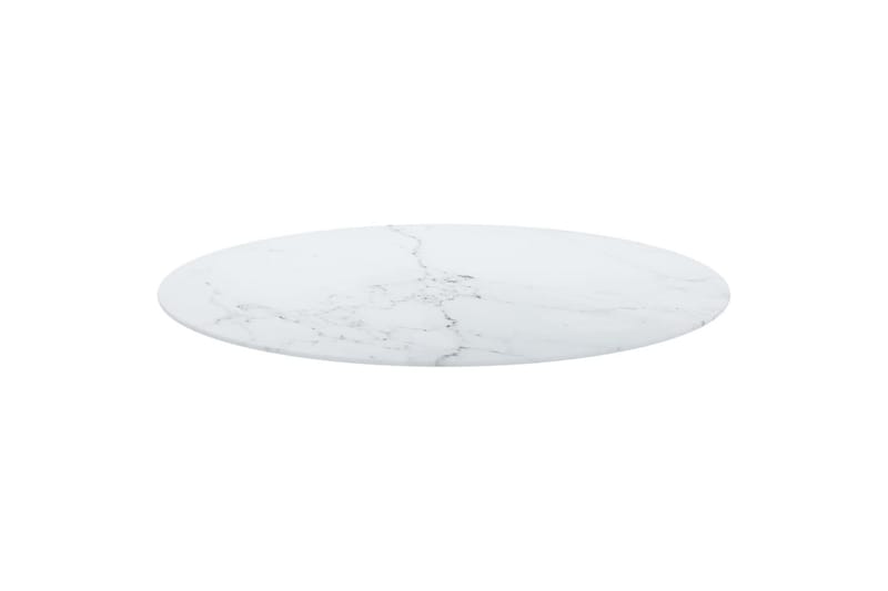 Bordplate hvit 90x1 cm herdet glass med marmor design