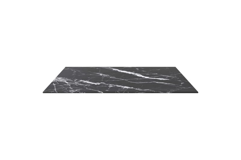 Bordplate svart 80x80 cm 6 mm herdet glass med marmor design - Svart - Møbler - Bord - Bordtilbehør - Bordplate