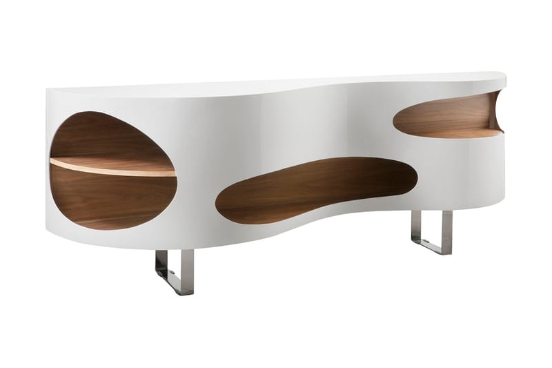 Avlastningsbord 200x50x75 cm hvit / valnøtt - Hvit | Tre - Møbler - Bord - Avlastningsbord - Brettbord og småbord