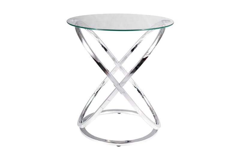 Eosan Sidebord 52 cm Rundt - Glass/Sølv - Møbler - Bord - Konsollbord & avlastningsbord - Brettbord og småbord