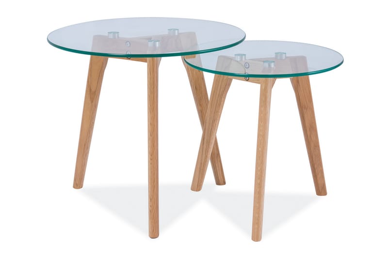 Helsfyr Settbord Rundt - Glass/Tre/Natur - Møbler - Bord - Konsollbord & avlastningsbord - Lampebord &
