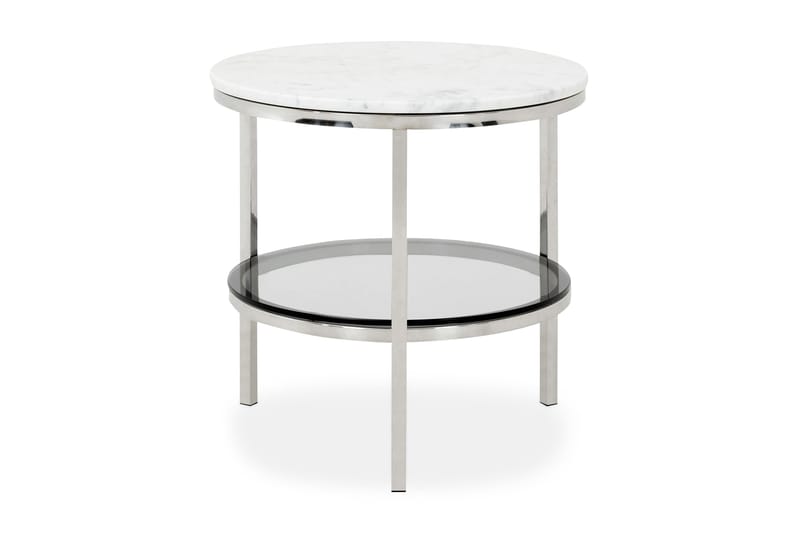Marise Sidebord 50 cm Rundt - Hvit/Stål - Møbler - Bord - Konsollbord & avlastningsbord - Brettbord og småbord