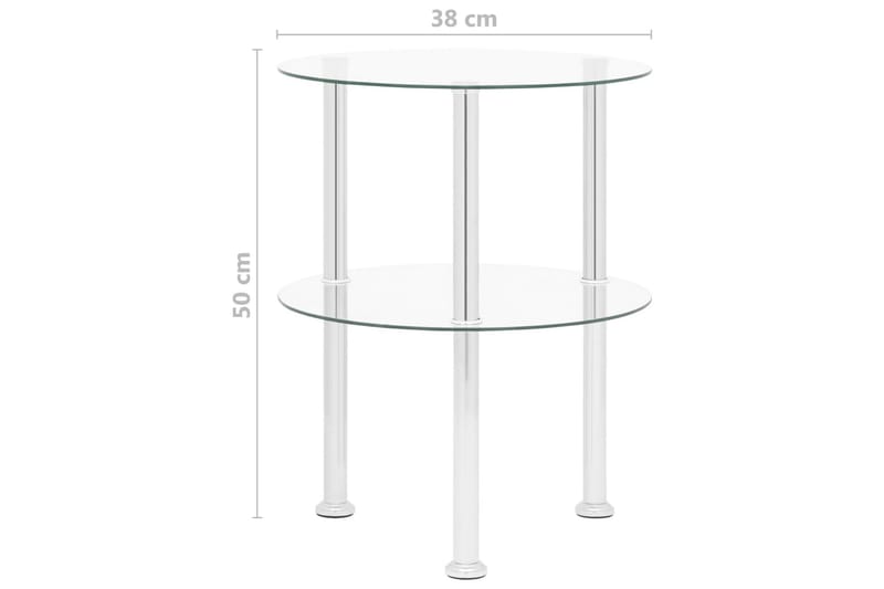 Sidebord 2 etasjer gjennomsiktig 38 cm herdet glass - Gjennomsiktig - Møbler - Bord - Avlastningsbord - Brettbord og småbord