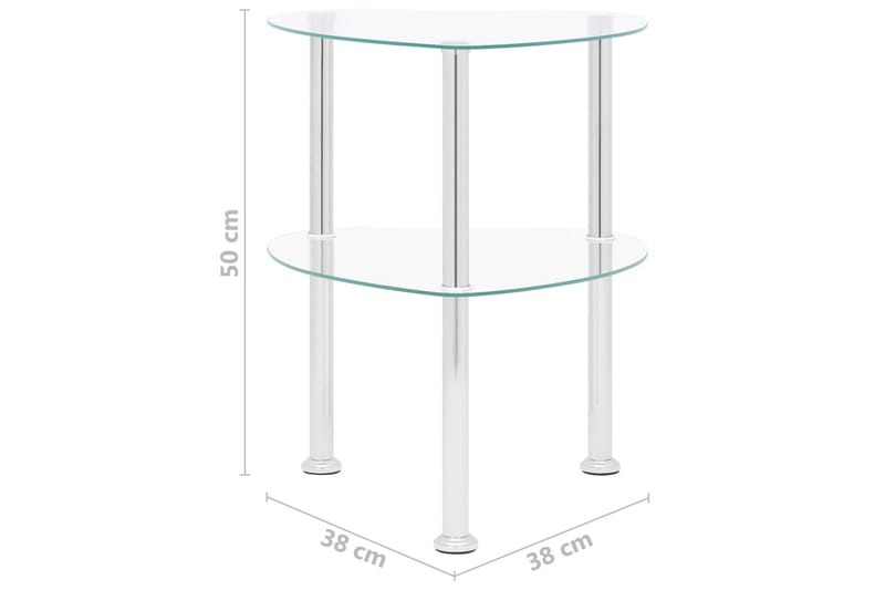 Sidebord 2 etasjer gjennomsiktig 38x38x50 cm herdet glass - Gjennomsiktig - Møbler - Bord - Avlastningsbord - Brettbord og småbord