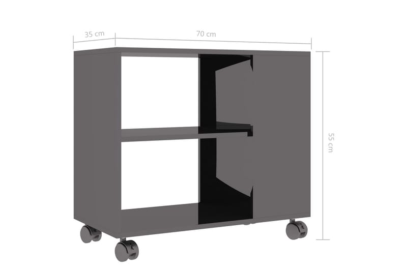 Sidebord høyglans grå 70x35x55 cm sponplate - Grå - Møbler - Bord - Avlastningsbord - Brettbord og småbord