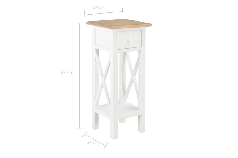 Sidebord hvit 27x27x65,5 cm tre - Møbler - Bord - Avlastningsbord - Brettbord og småbord