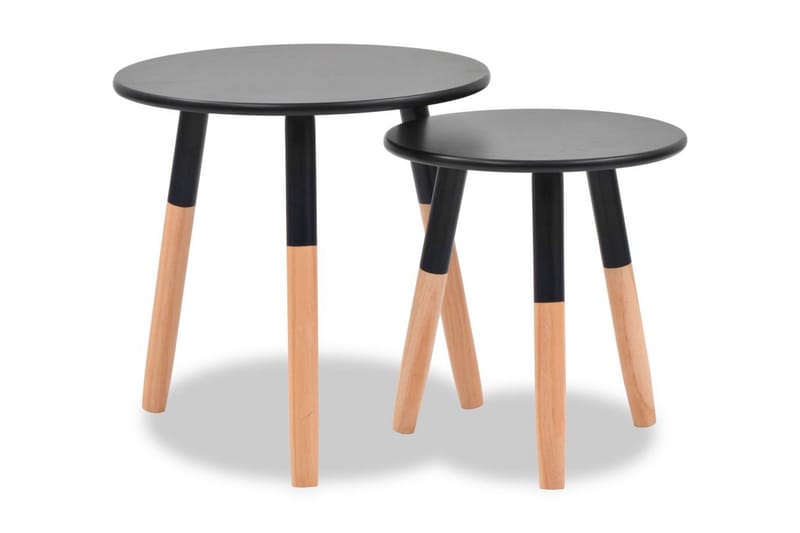 Sidebord sett 2 deler heltre furu svart - Svart/Furu - Møbler - Bord - Konsollbord & avlastningsbord - Brettbord og småbord