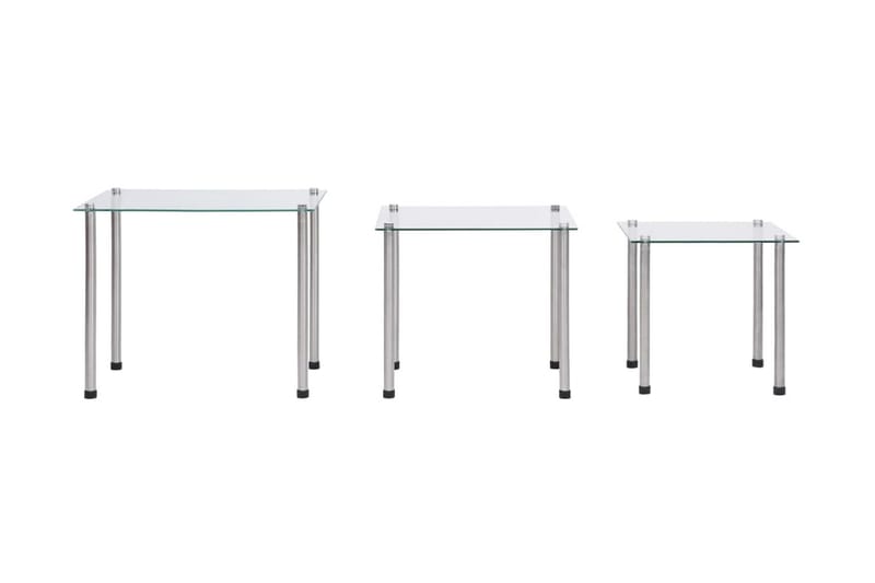 Stablebord 3 stk gjennomsiktig herdet glass - Gjennomsiktig - Møbler - Bord - Avlastningsbord - Brettbord og småbord
