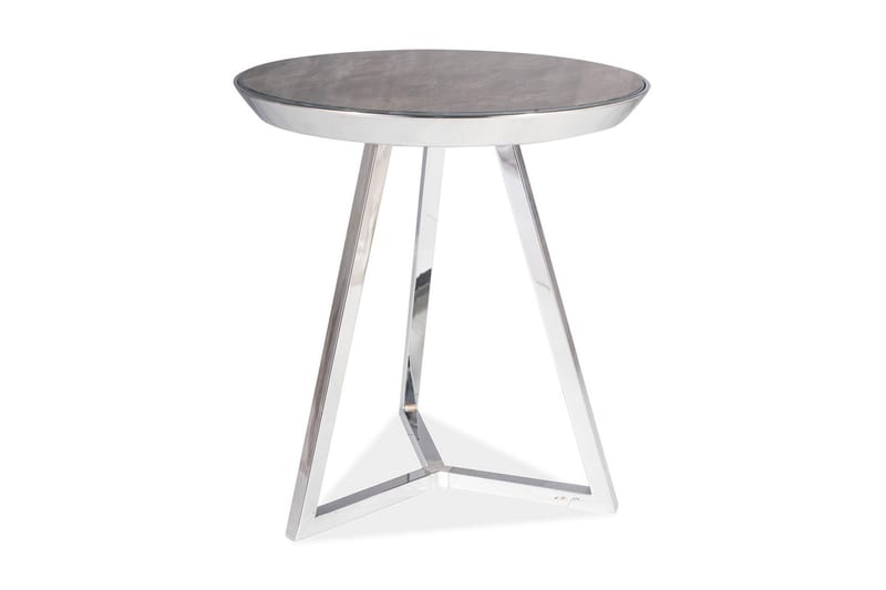Temidana Sidebord 42 cm Rundt - Glass/Grå/Sølv - Møbler - Bord - Avlastningsbord - Brettbord og småbord