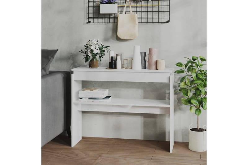 Konsollbord høyglans hvit 102x30x80 cm sponplate - Hvit - Møbler - Bord - Avlastningsbord - Konsollbord