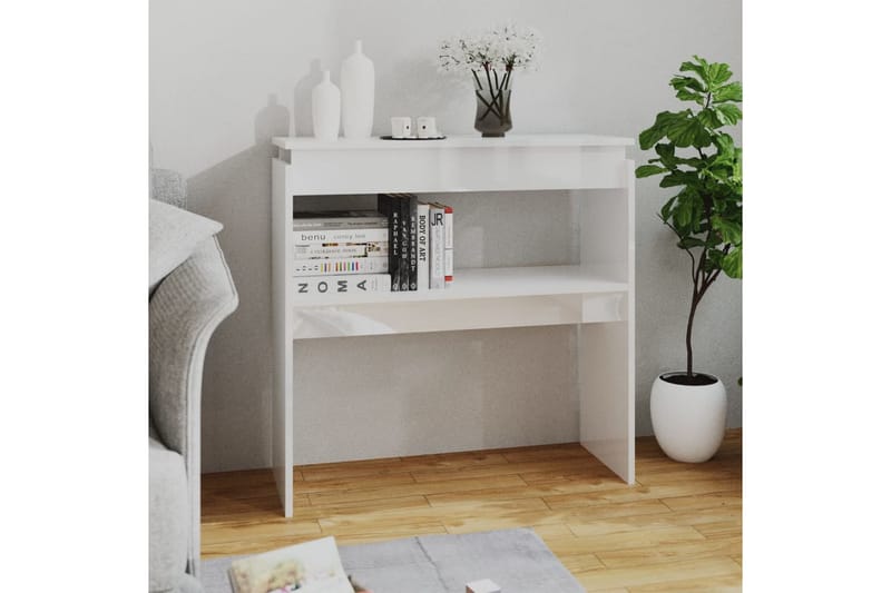 Konsollbord høyglans hvit 80x30x80 cm sponplate - Hvit - Møbler - Bord - Avlastningsbord - Konsollbord