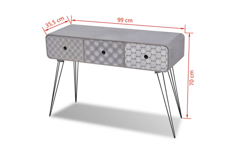 Konsollbord med 3 skuffer grå - Grå - Møbler - Bord - Avlastningsbord - Konsollbord