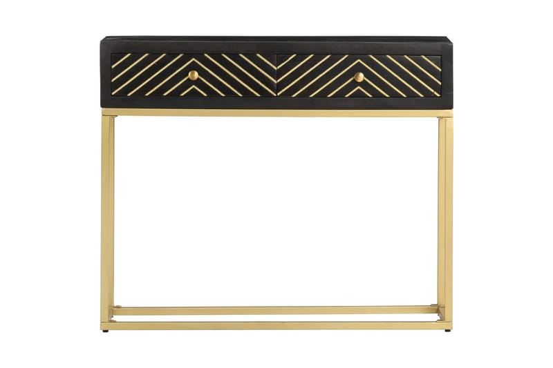 Konsollbord svart og gull 90x30x75 cm heltre mango - Møbler - Bord - Avlastningsbord - Konsollbord