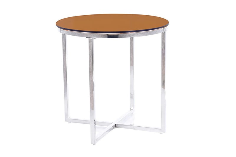 Crystalia Sidebord 55 cm Rundt - Amber/Røykfarget Glass/Sølv - Møbler - Bord - Avlastningsbord - Brettbord og småbord