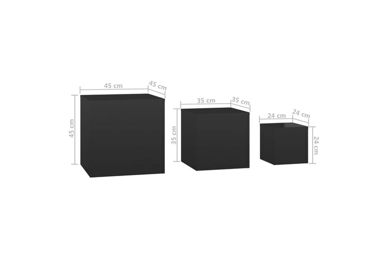 Sidebord 3 stk høyglans svart sponplate - Svart - Møbler - Bord - Konsollbord & avlastningsbord - Lampebord &