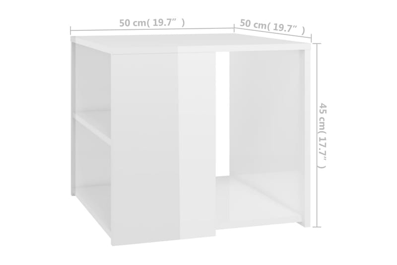 Sidebord høyglans hvit 50x50x45 cm sponplate - Hvit - Møbler - Bord - Konsollbord & avlastningsbord - Lampebord &