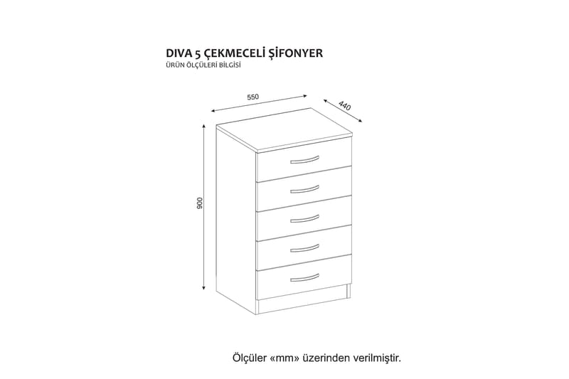 Diwander Nattbord 55 cm med Oppbevaring 5 Skuffer - Hvit - Møbler - Bord - Konsollbord & avlastningsbord - Sengebord & nattbord
