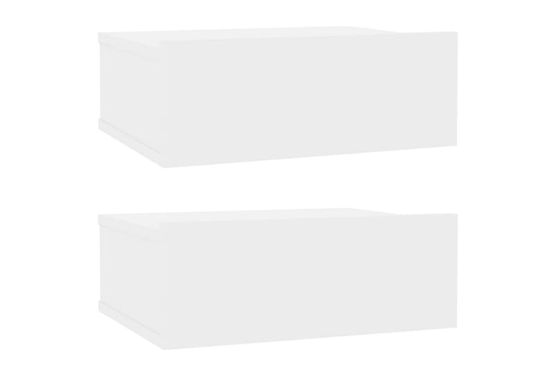 Flytende nattbord 2 stk høyglans hvit 40x30x15 cm sponplate - Møbler - Bord - Avlastningsbord - Sengebord & nattbord