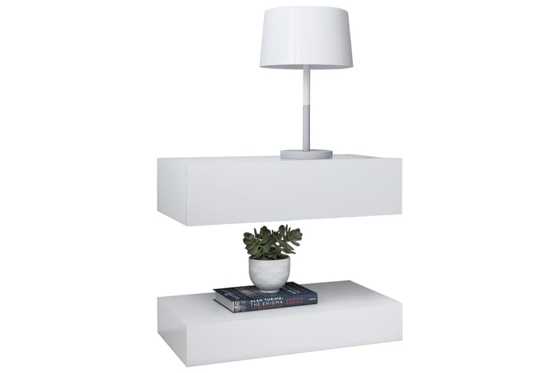 LED Nattbord 2 stk hvit 60x35 cm sponplate - Hvit - Møbler - Bord - Avlastningsbord - Sengebord & nattbord
