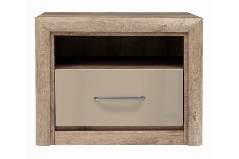 Monein Nattbord 60 cm med Oppbevaring Hylle + Skuff - Natur/Sand - Møbler - Bord - Avlastningsbord - Sengebord & nattbord
