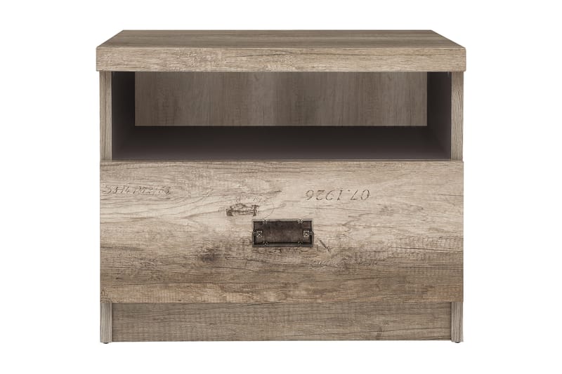 Movico Nattbord 50 cm med Oppbevaring Skuff + Hylle - Eikfarge/Grå - Møbler - Bord - Konsollbord & avlastningsbord - Sengebord & nattbord