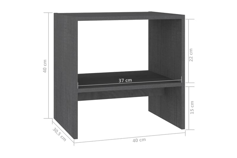 Nattbord 2 stk grå 40x30,5x40 cm heltre furu - Grå - Møbler - Bord - Avlastningsbord - Sengebord & nattbord
