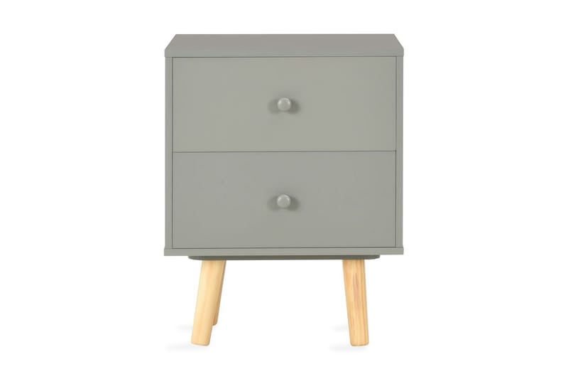 Nattbord 2 stk grå 40x30x50 cm heltre furu - Grå - Møbler - Bord - Konsollbord & avlastningsbord - Sengebord & nattbord