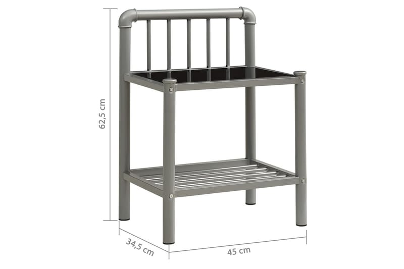 Nattbord 2 stk grå og svart metall og glass - Møbler - Bord - Avlastningsbord - Sengebord & nattbord