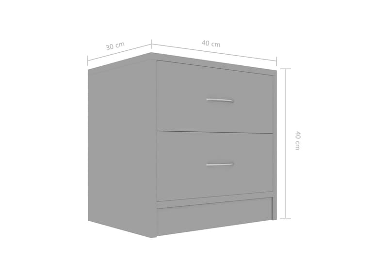 Nattbord 2 stk høyglans grå 40x30x40 cm sponplate - Grå - Møbler - Bord - Avlastningsbord - Sengebord & nattbord