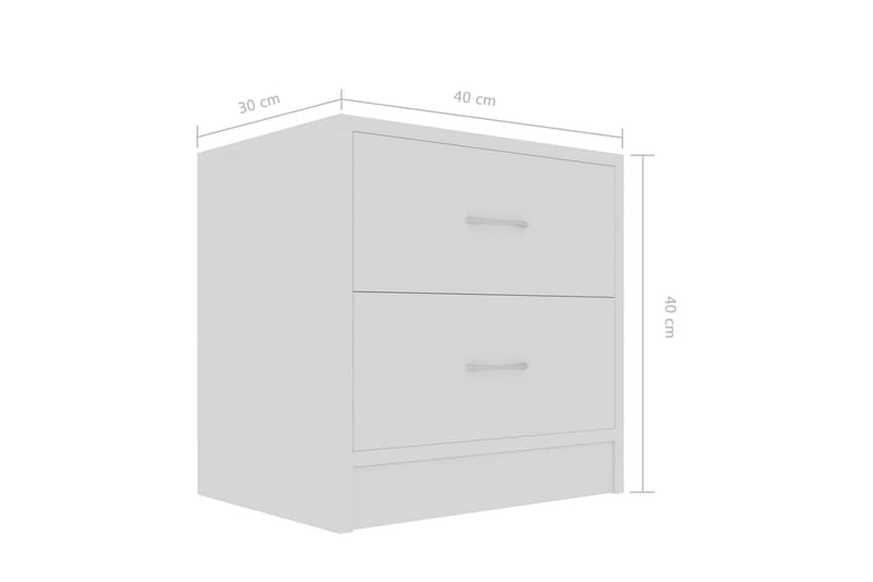 Nattbord 2 stk høyglans hvit 40x30x40 cm sponplate - Hvit - Møbler - Bord - Konsollbord & avlastningsbord - Sengebord & nattbord