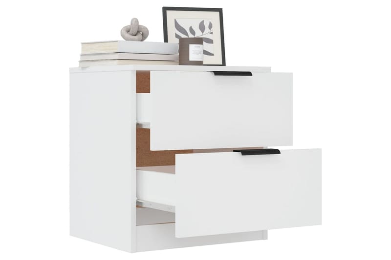 Nattbord 2 stk hvit konstruert tre - Hvit - Møbler - Bord - Avlastningsbord - Sengebord & nattbord