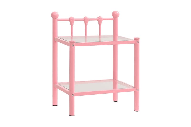 Nattbord 2 stk rosa og gjennomsiktig metall og glass - Møbler - Bord - Konsollbord & avlastningsbord - Sengebord & nattbord