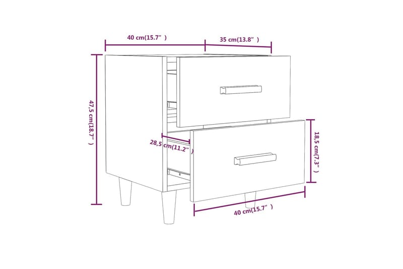 Nattbord betonggrå 40x35x47,5 cm - Grå - Møbler - Bord - Avlastningsbord - Sengebord & nattbord
