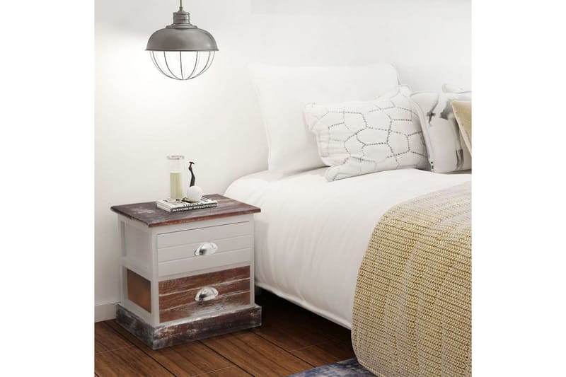 Nattbord brun og hvit - Hvit/Tre - Møbler - Bord - Avlastningsbord - Sengebord & nattbord