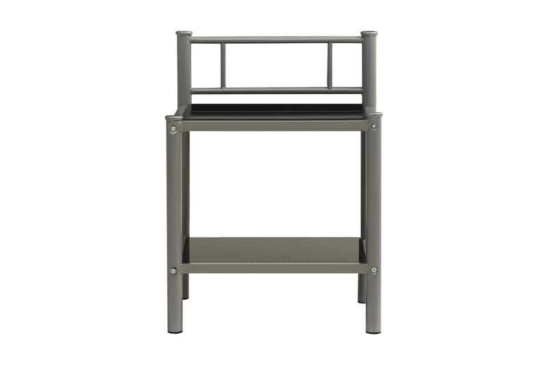 Nattbord grå og svart 45x34,5x60,5 cm metall og glass - Møbler - Bord - Avlastningsbord - Sengebord & nattbord