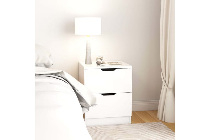 Nattbord høyglans hvit 40x40x50 cm sponplate - Hvit - Møbler - Bord - Konsollbord & avlastningsbord - Sengebord & nattbord