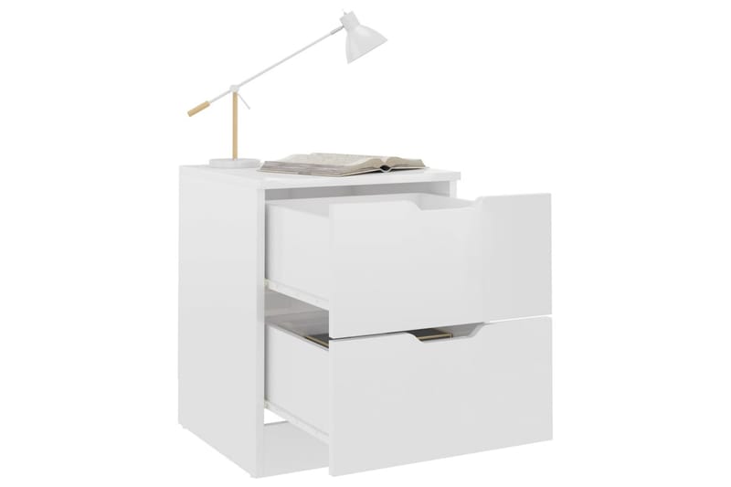 Nattbord høyglans hvit 40x40x50 cm sponplate - Hvit - Møbler - Bord - Konsollbord & avlastningsbord - Sengebord & nattbord