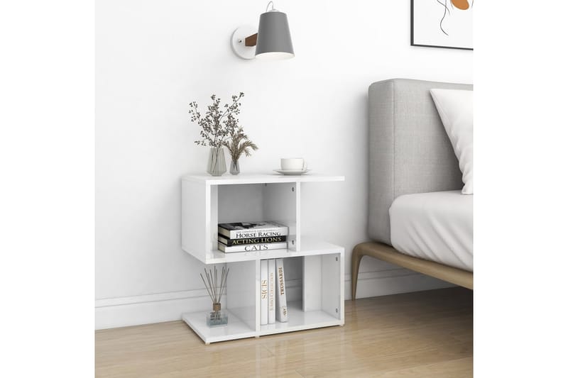 Nattbord høyglans hvit 50x30x51,5 cm sponplate - Hvit - Møbler - Bord - Avlastningsbord - Sengebord & nattbord